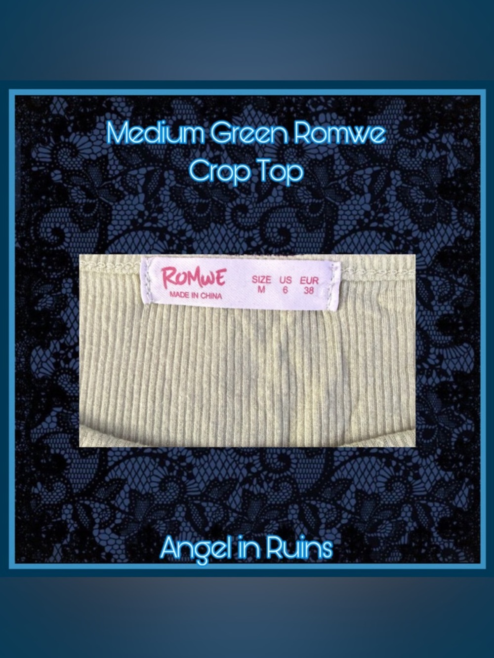Romwe Green Ribbed Crop Top - Picture 3 of 3